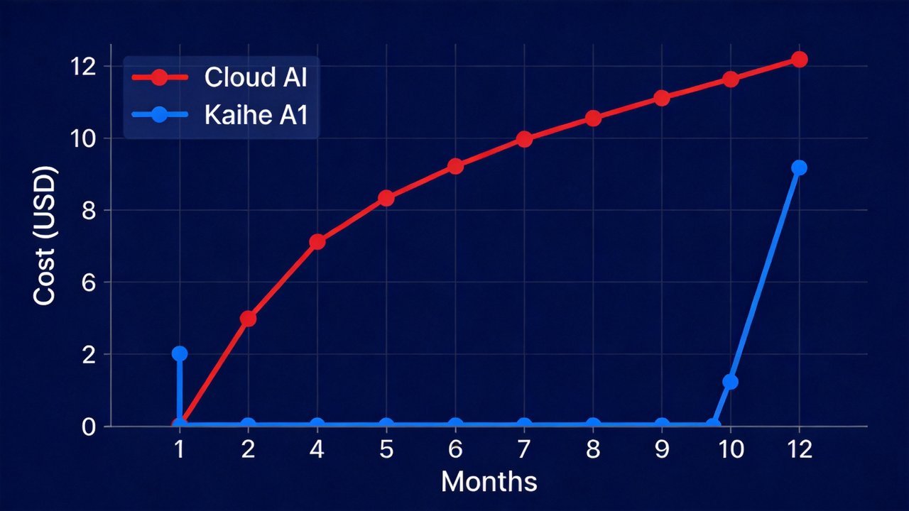 云AI vs 铠盒A1 12个月Token费用对比